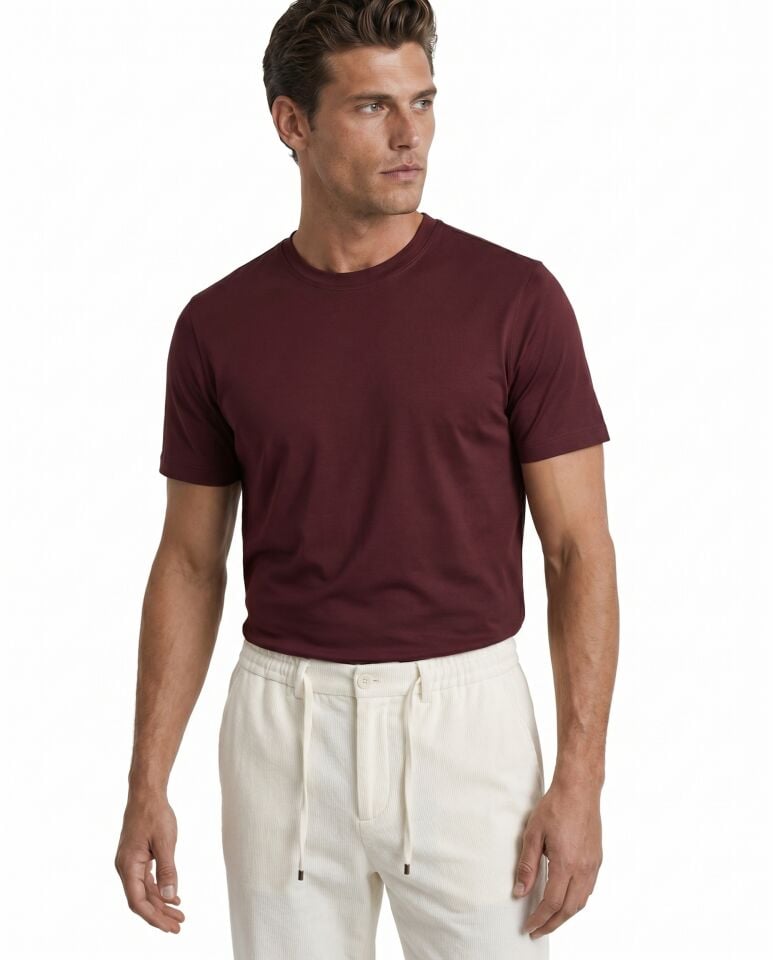 Daily Bis.Yaka Tshirt Bordo - XXL