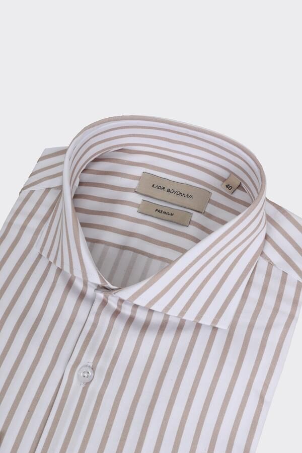 İtalyan Yaka Gömlek Bej - 44