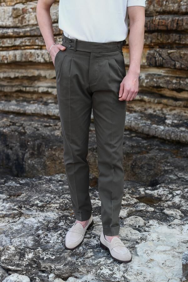 Çift Pile Pantolon Haki - 42