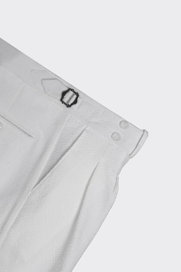 Çift Pile Pantolon Beyaz - 48