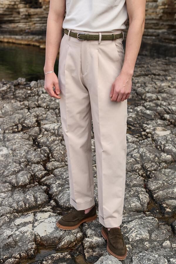 Modern Fit Pantolon Bej - 44