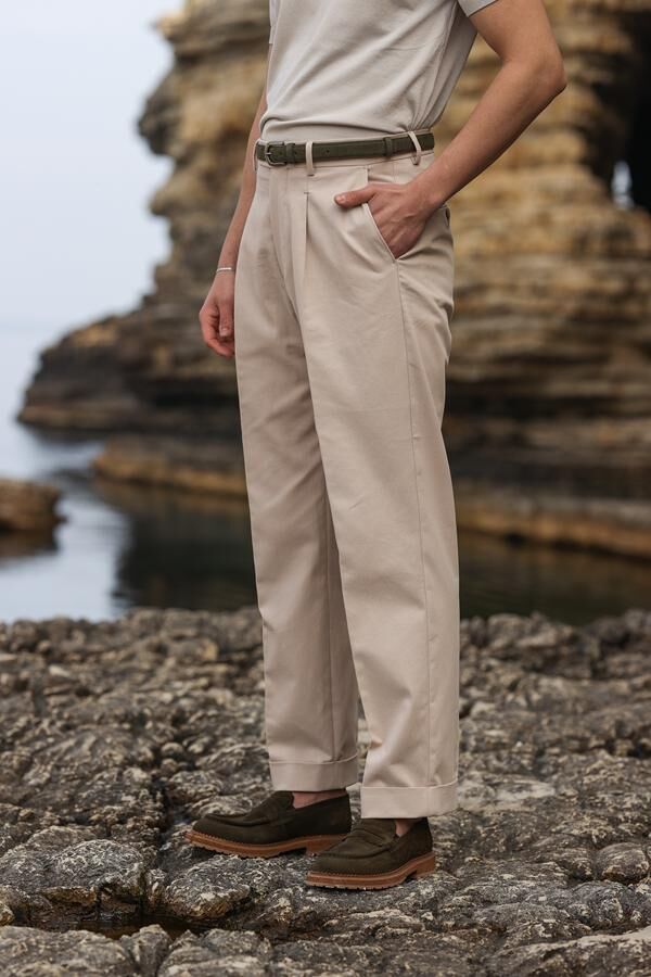 Modern Fit Pantolon Bej - 48