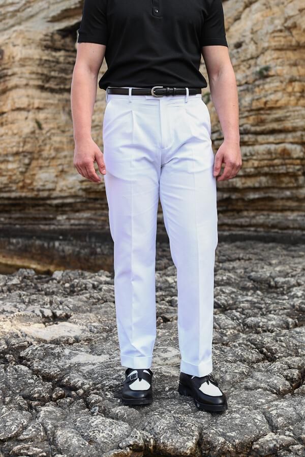 Modern Fit Pantolon Beyaz - 44