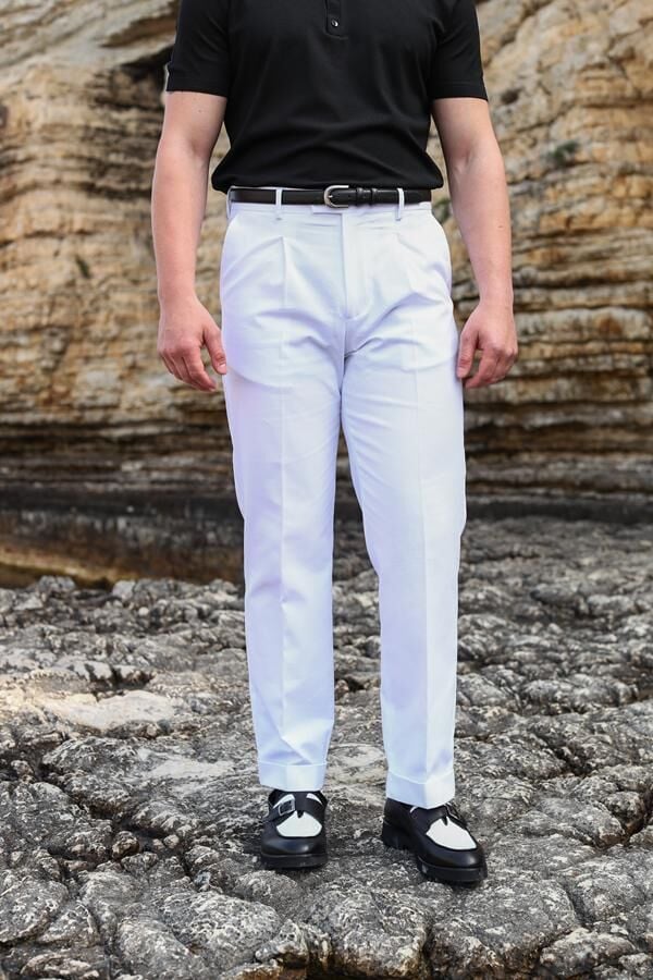 Modern Fit Pantolon Beyaz - 46