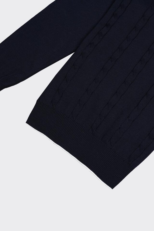 V Yaka Triko Lacivert - XL