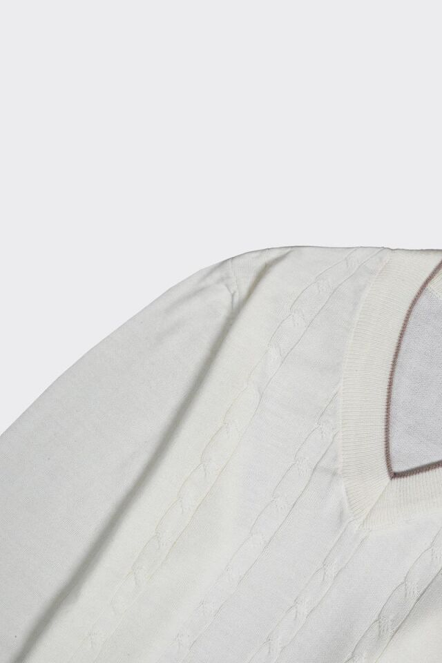 V Yaka Triko Ekru - XL