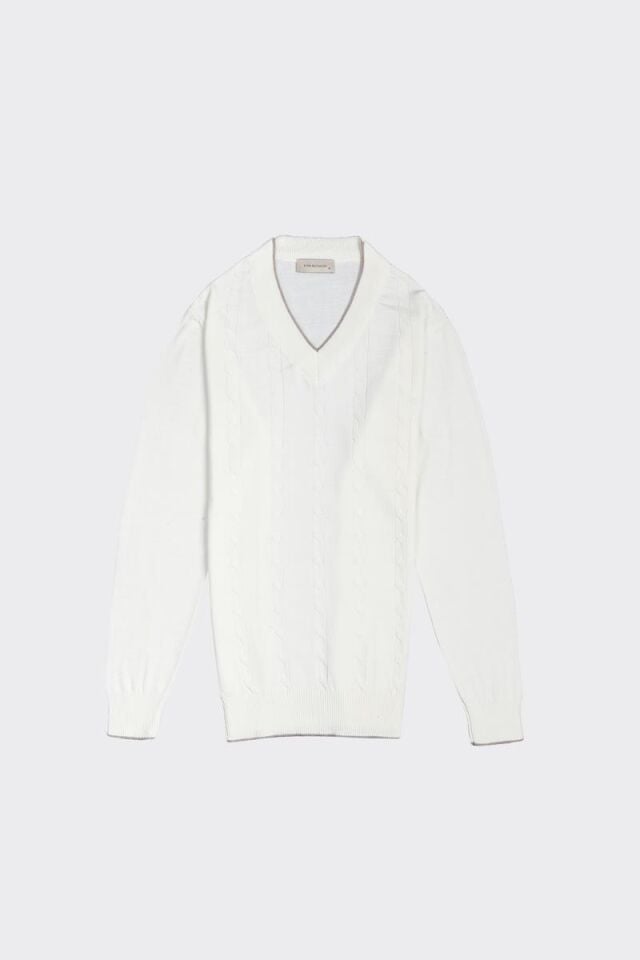 V Yaka Triko Ekru - XXL