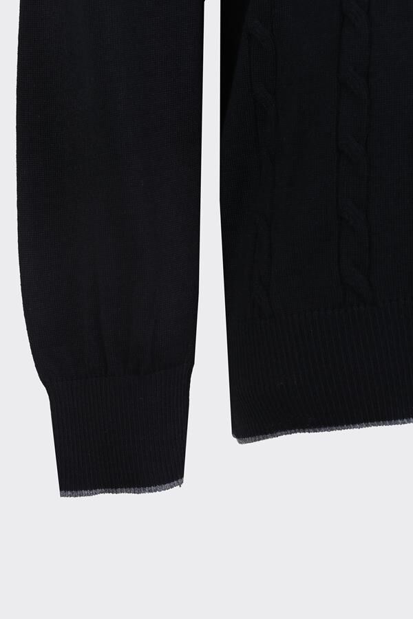 V Yaka Triko Siyah - M