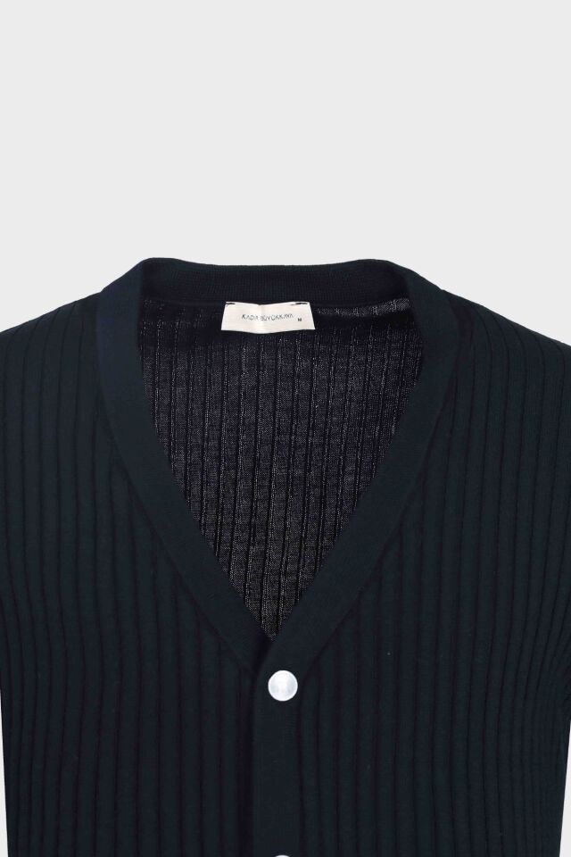 V Yaka Hırka Lacivert - XL