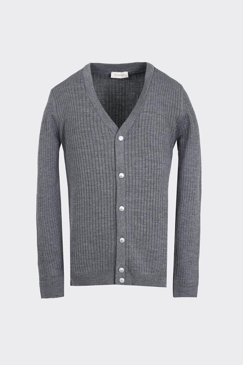 كارديجان بياقة على شكل حرف V، لون أنثراسيت - مقاس L