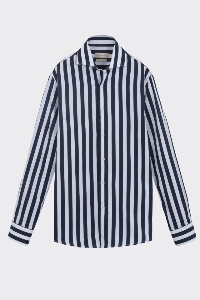 İtalyan Yaka Gömlek Lacivert - 38