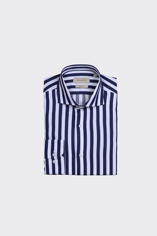 İtalyan Yaka Gömlek Lacivert - 38