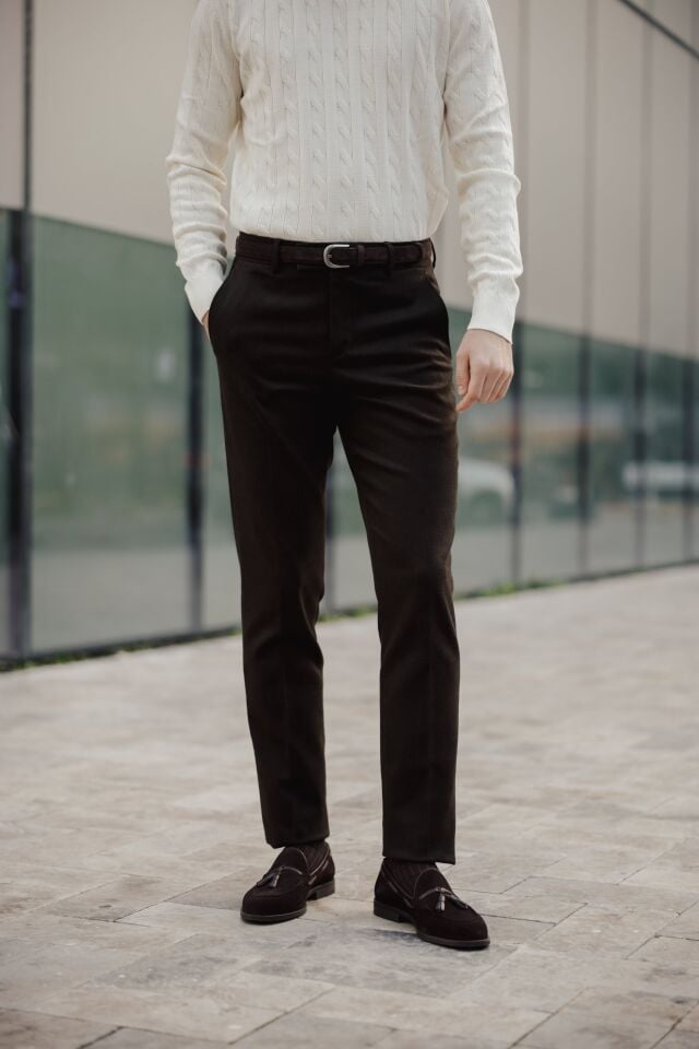 Rome Slim Fit Pantolon Mürdüm - 40
