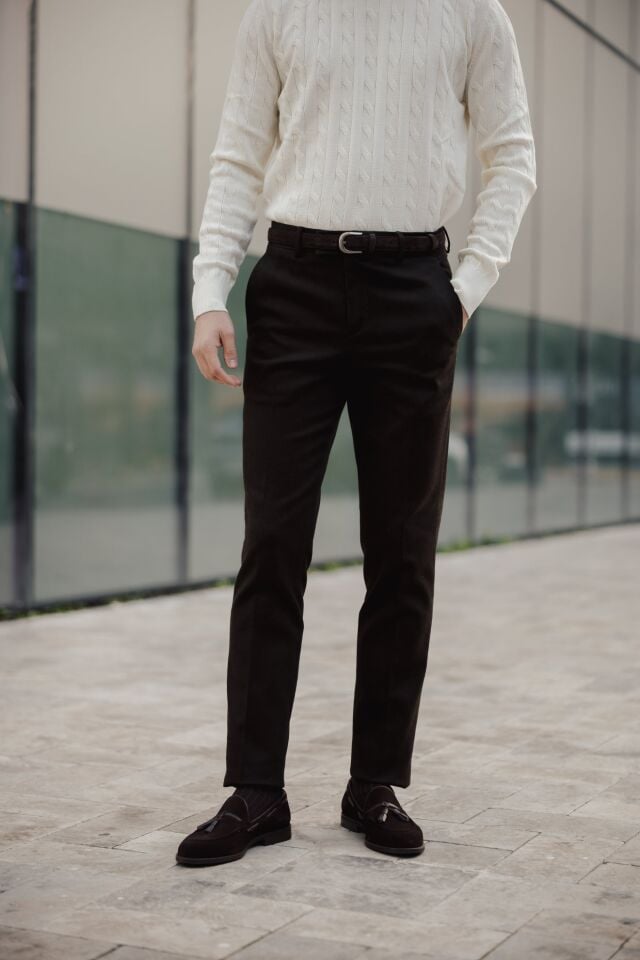 Rome Slim Fit Pantolon Mürdüm - 48