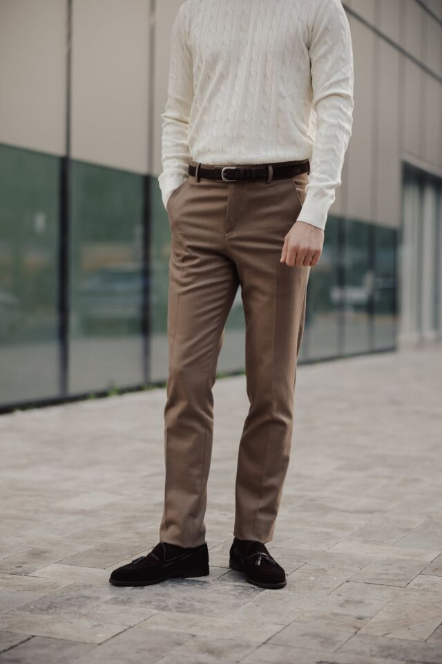 Rome Slim Fit Pantolon Vizon - 42