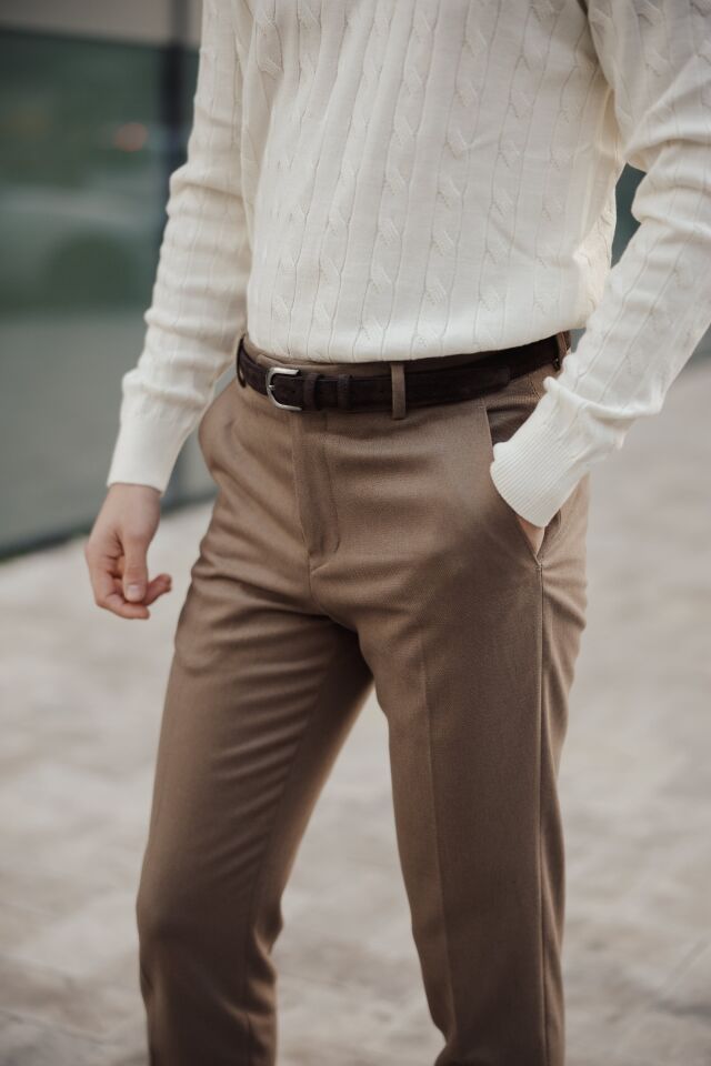 Rome Slim Fit Pantolon Vizon - 44