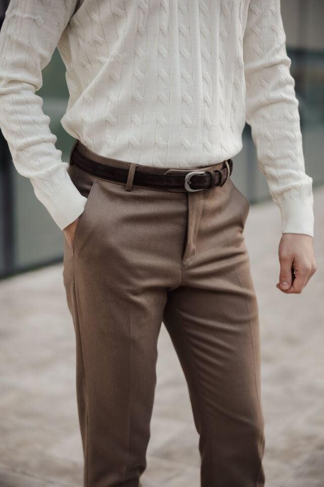 Rome Slim Fit Pantolon Vizon - 44