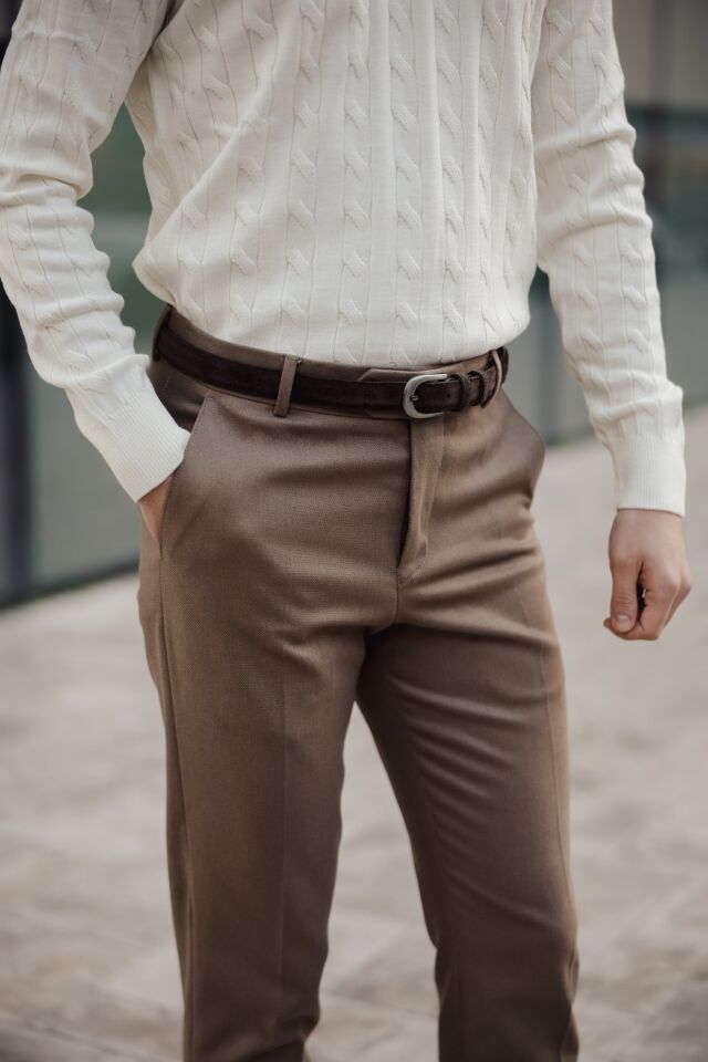 Rome Slim Fit Pantolon Vizon - 44