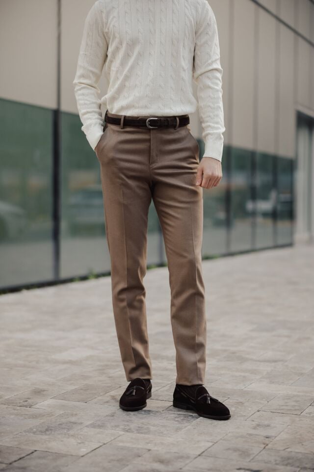 Rome Slim Fit Pantolon Vizon - 46