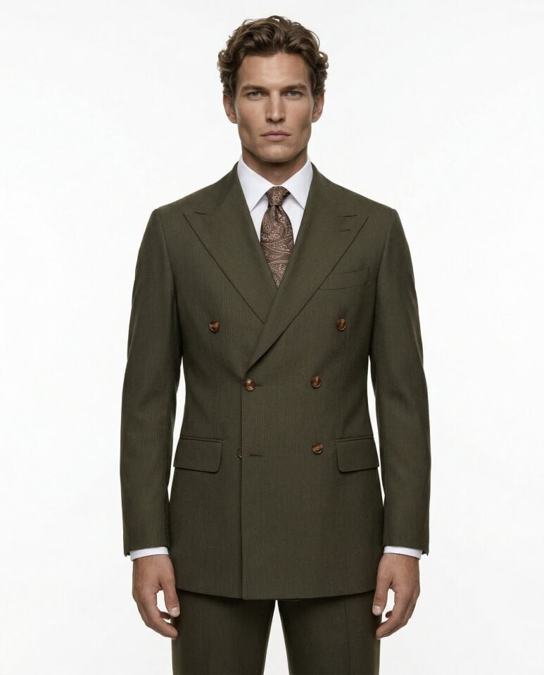 Cursive Kruvaze Takım Elbise Haki - 46