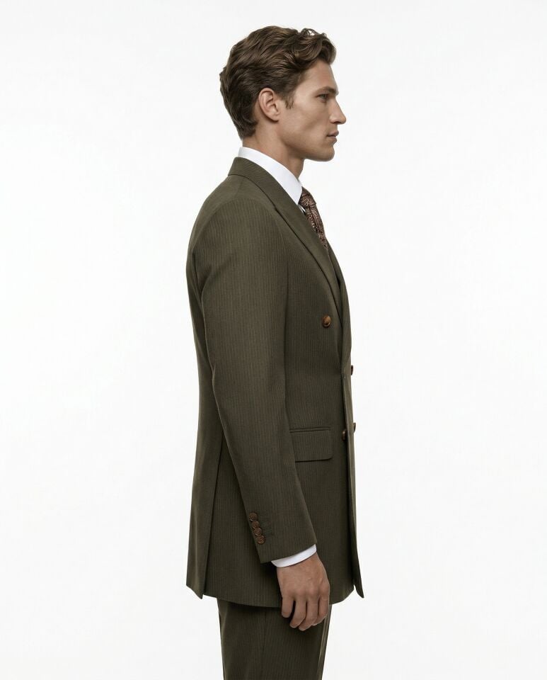 Cursive Kruvaze Takım Elbise Haki - 46