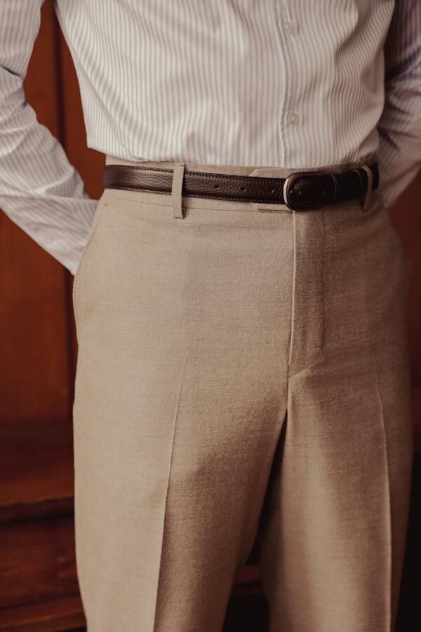 Luxe Flanel Slim Fit Pantolon Bej - 50