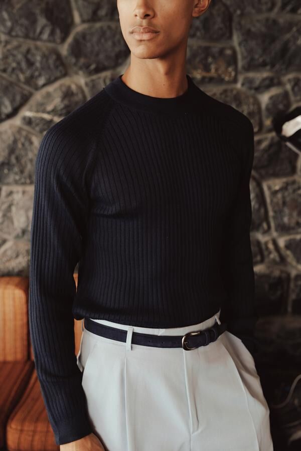 Bis.Yaka Triko Lacivert - L