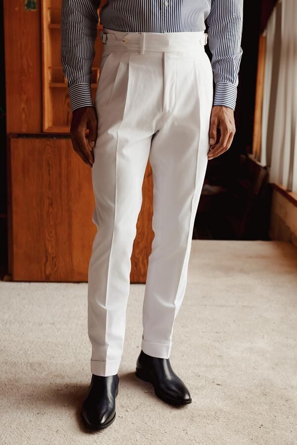 Giverny Çift Pile Pantolon Kemik - 46