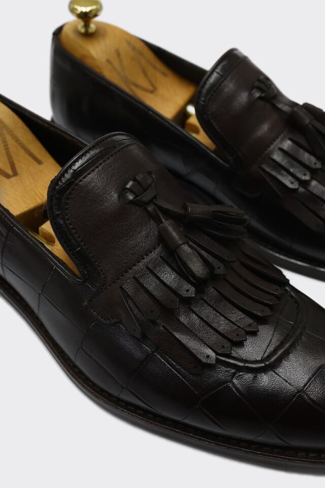 Klasik Ayakkabı Kahve Büyük Croko Santo - 41