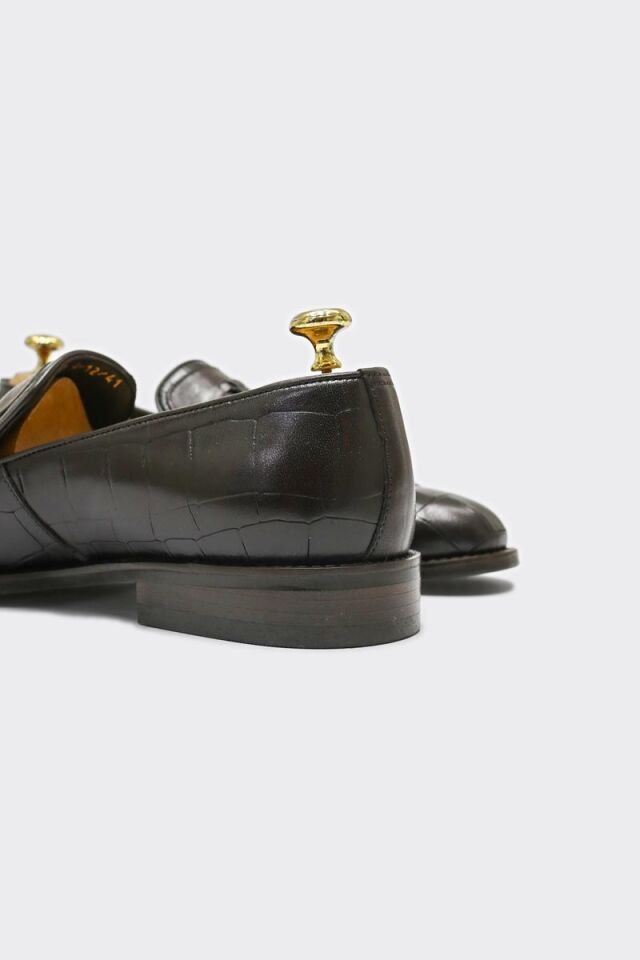 Klasik Ayakkabı Kahve Büyük Croko Santo - 41