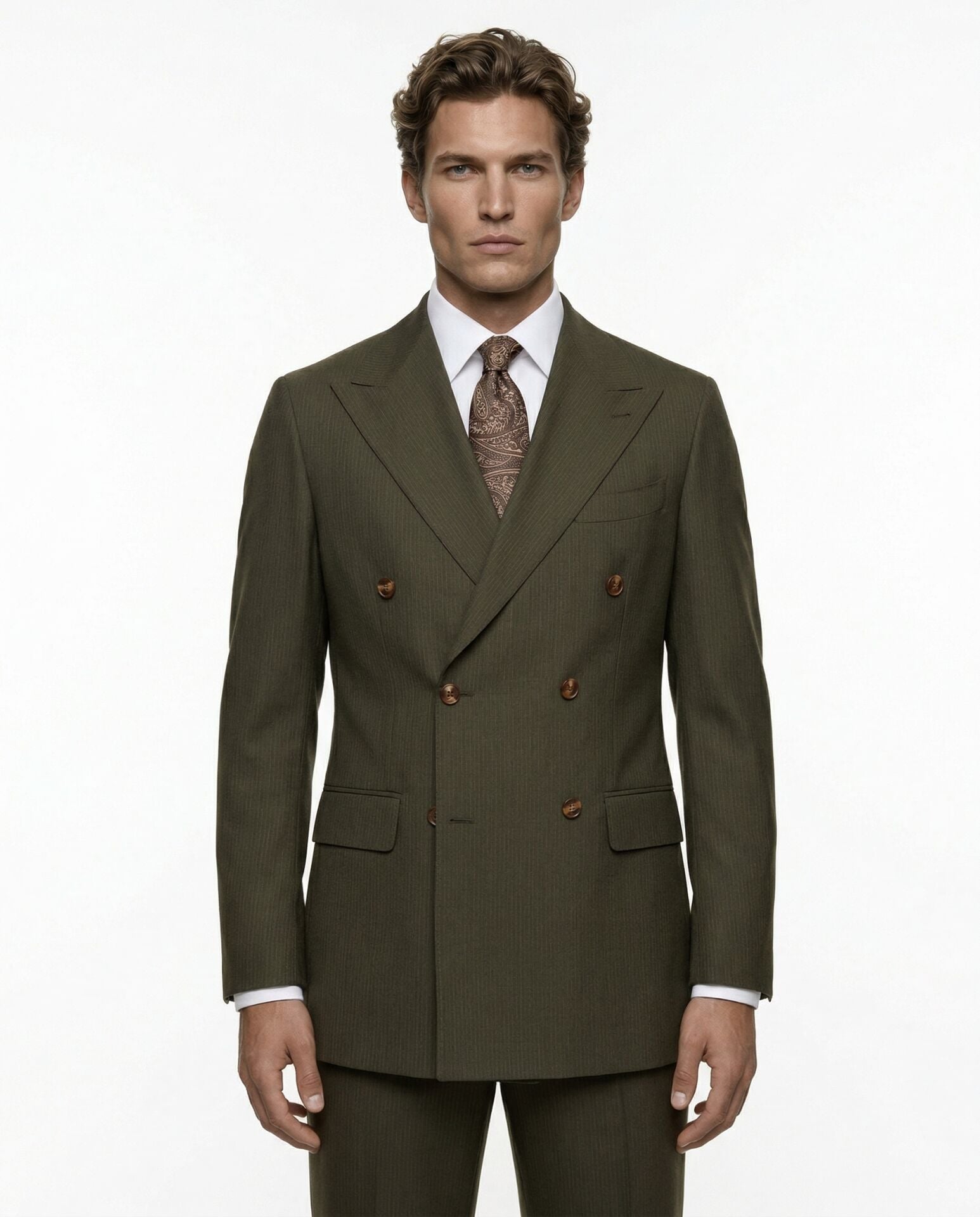 Cursive Kruvaze Takım Elbise Haki - 58