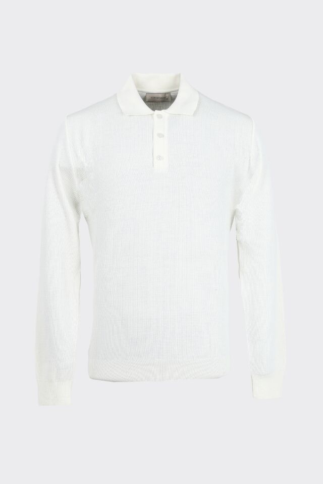 Düğm. Polo Yaka Triko Ekru - XL