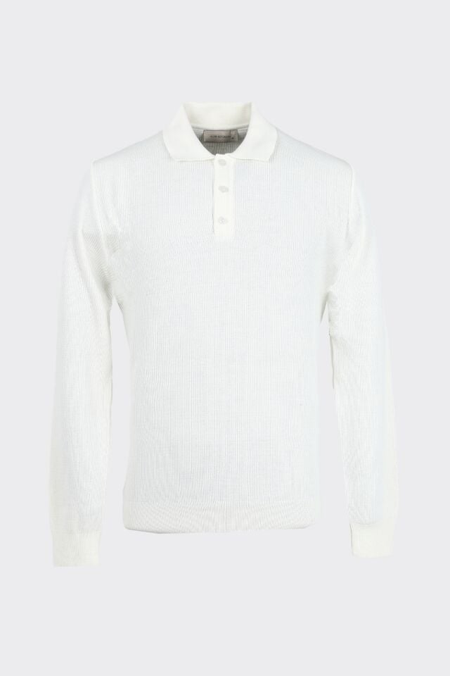 Düğm. Polo Yaka Triko Ekru - XXL