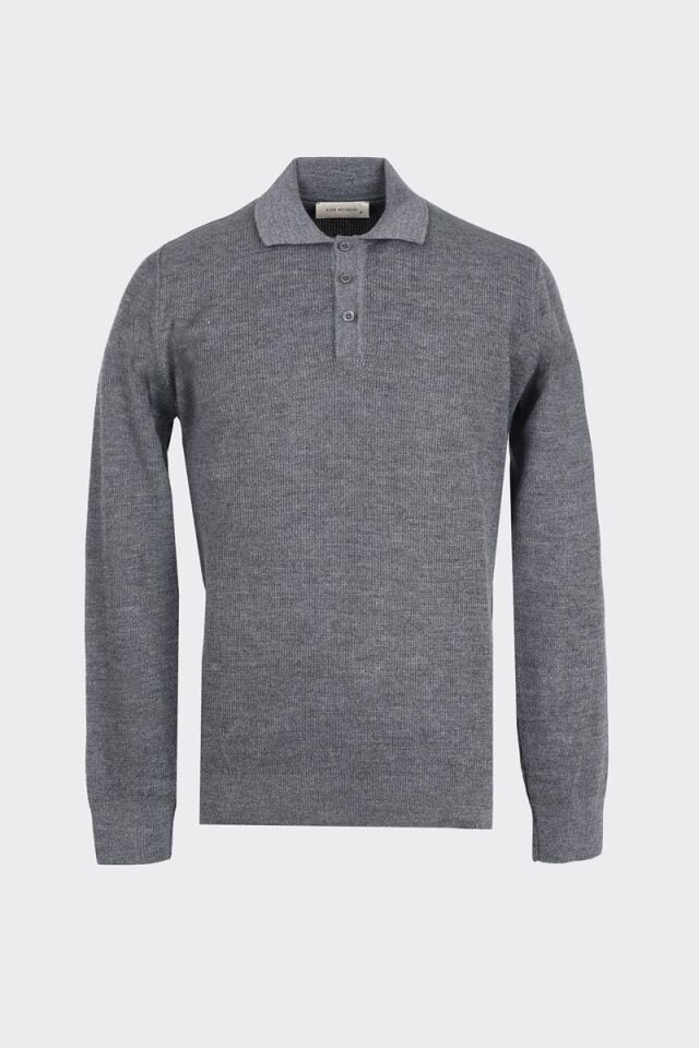 Düğm. Polo Yaka Triko Antrasit - L