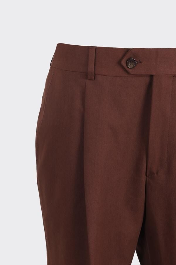Barcelona Modern Fit Pantolon Kahverengi - 48