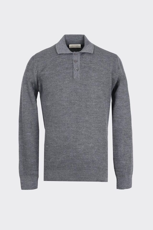 Düğm. Polo Yaka Triko Antrasit - XXL