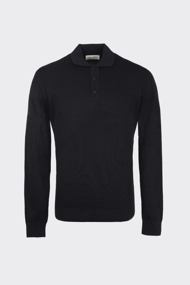 Düğm. Polo Yaka Triko Siyah - XXL