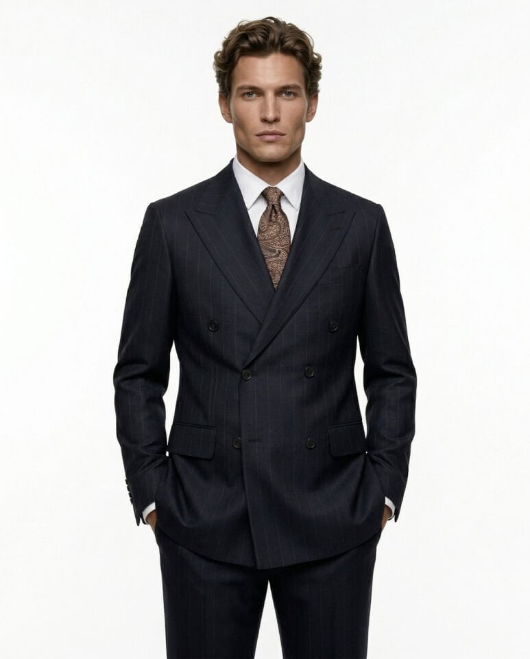 Angelico Kruvaze Takım Elbise Lacivert - 52