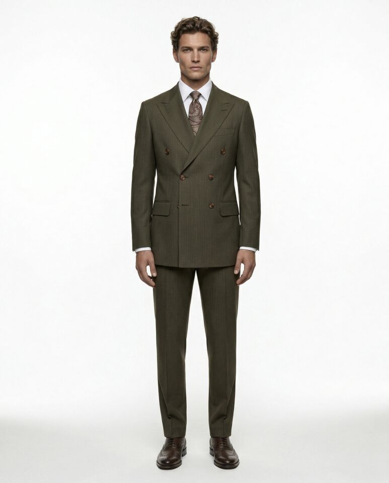 Cursive Kruvaze Takım Elbise Haki - 48