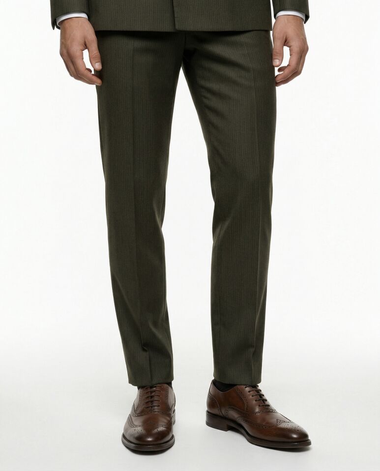 Cursive Kruvaze Takım Elbise Haki - 48