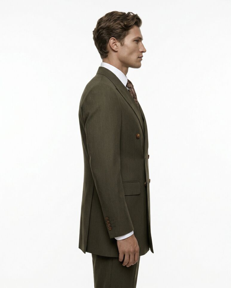 Cursive Kruvaze Takım Elbise Haki - 48