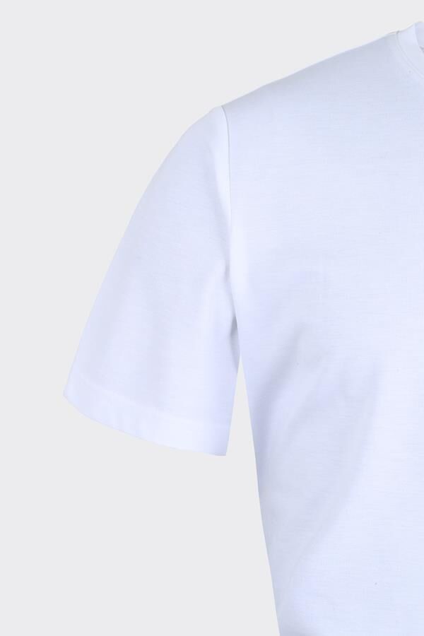 T-shirt blanc à col montant et manches courtes - L