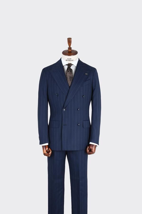 Kruvaze Takım Elbise Açık Lacivert - 48