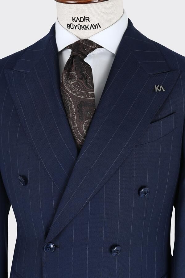 Kruvaze Takım Elbise Açık Lacivert - 48