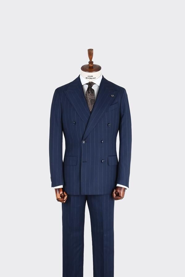 Kruvaze Takım Elbise Açık Lacivert - 52