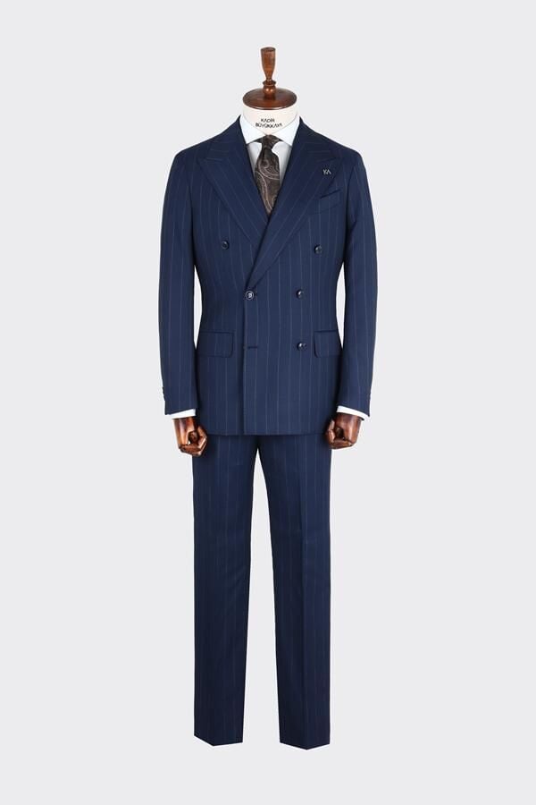 Kruvaze Takım Elbise Açık Lacivert - 52