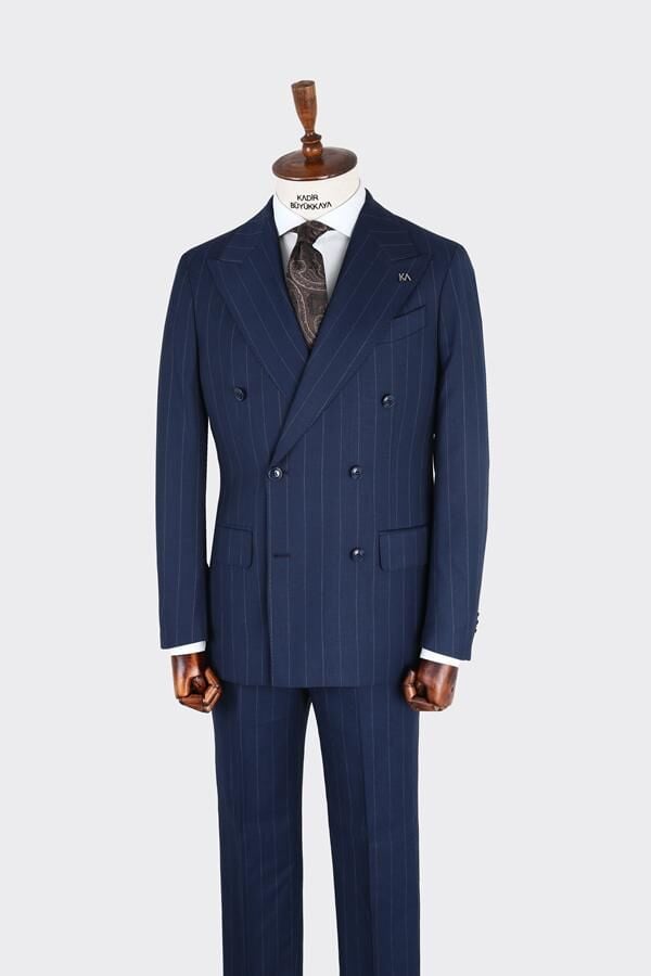 Kruvaze Takım Elbise Açık Lacivert - 56