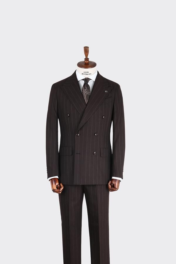 Kruvaze Takım Elbise Kahverengi - 46