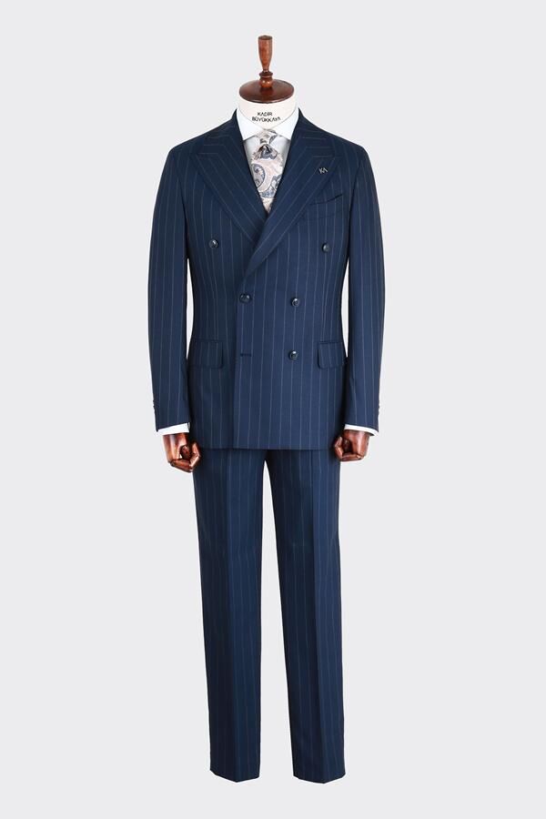Kruvaze Takım Elbise Açık Lacivert - 46