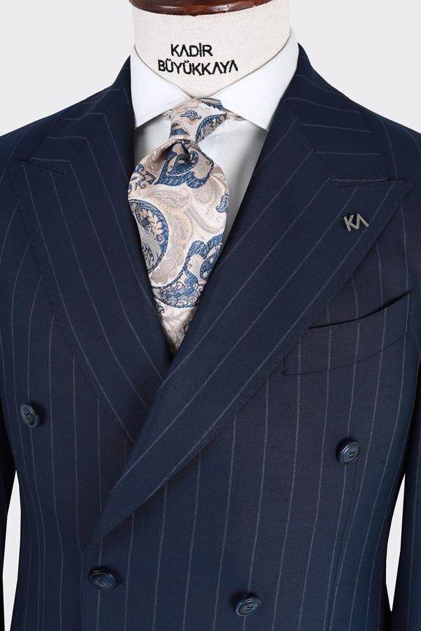 Kruvaze Takım Elbise Açık Lacivert - 56